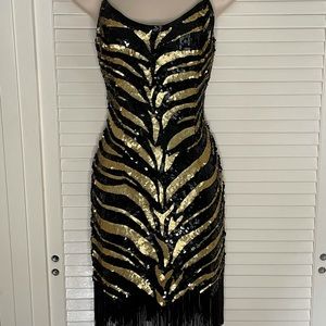 LILLIE RUBIN Tiger Stripe Cocktail Evening Dress